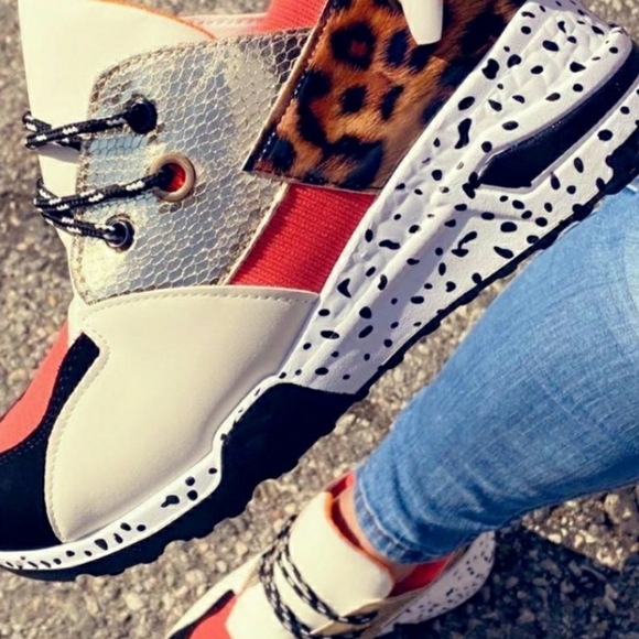 Orange Multi Print Sneakers - Picture 2 of 2